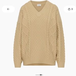 NWT Aritizia Peggy V Neck Sweater in Wicker Tan